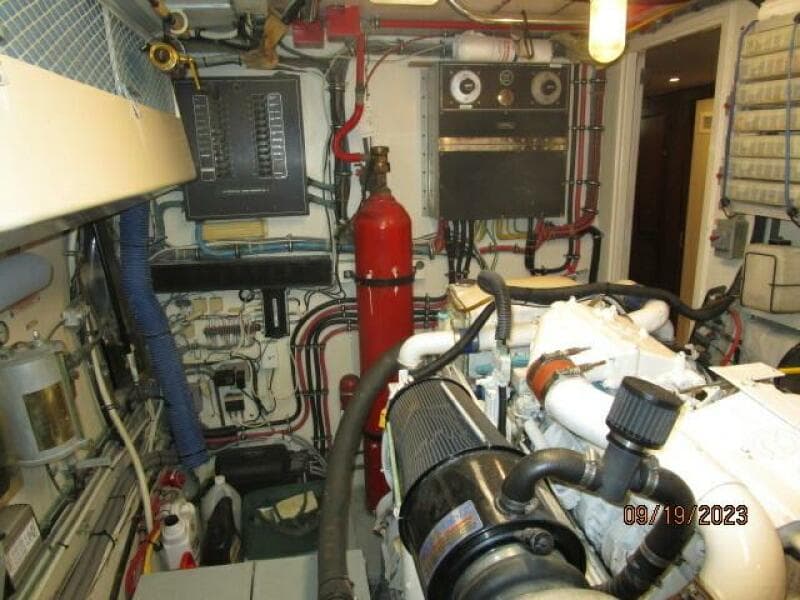63' Hatteras port engine room forward