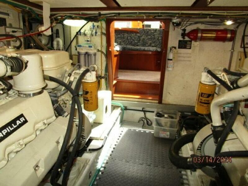 48' Camargue engine room forward
