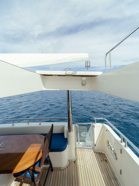 Looking down from Flybridge to Aft Deck