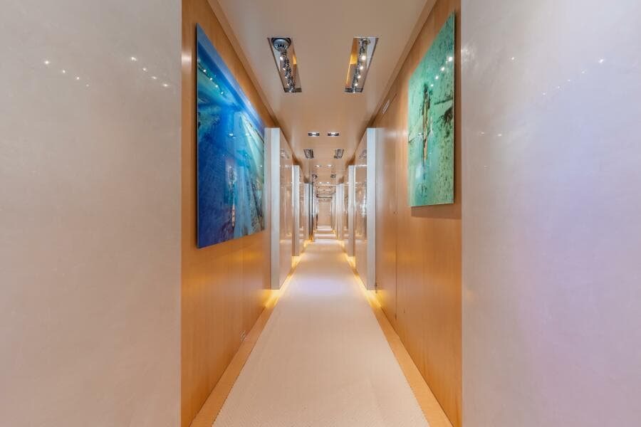 Loon 221' Lower Deck Beach Club Hallway to Guest Staterooms