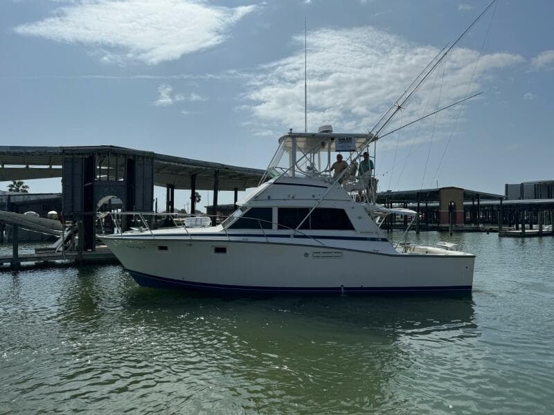 1983 Bertram 385 Convertible- Cast Off II-Port Profile