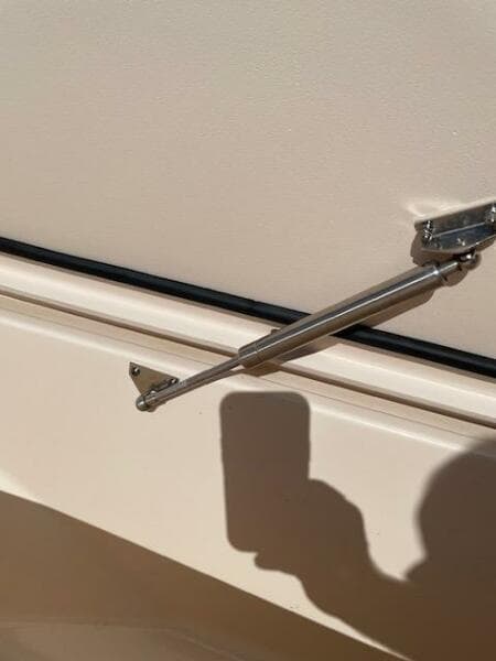 Close-up of a 2014 Grady-White Fisherman 257 boat's exterior hardware.