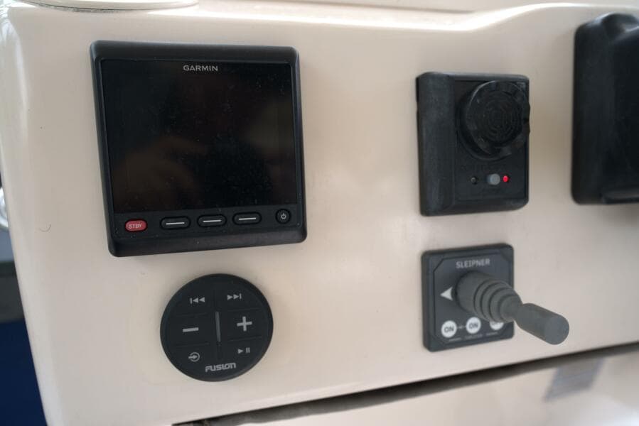 2007 Grady-White Express 330 dashboard with Garmin display and control panel.