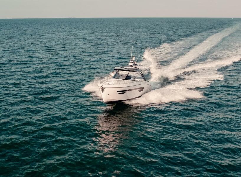 2024 Oryx 379 boat cruising on open water.