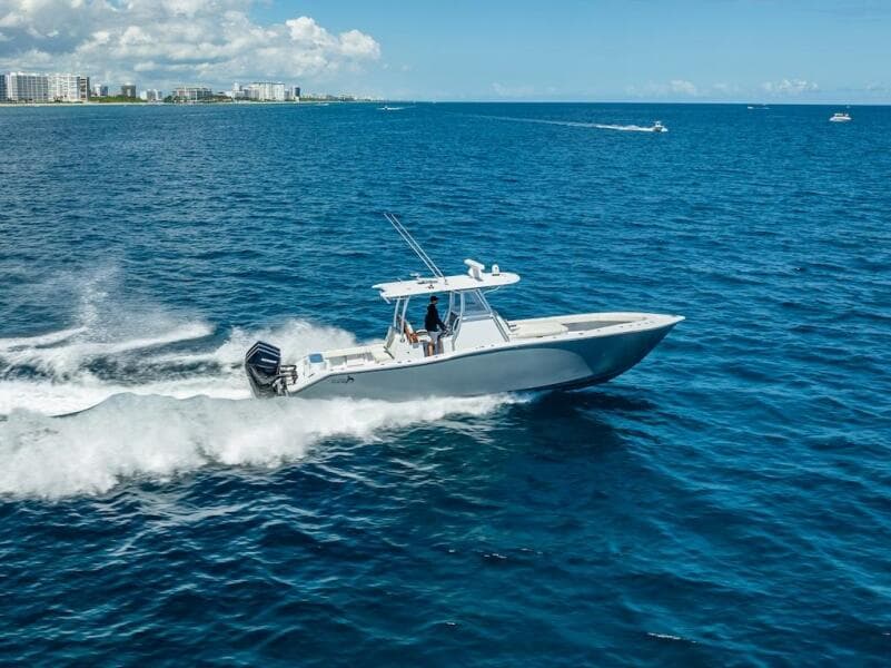2025 Billfish 39 Center Console boat cruising on open ocean.