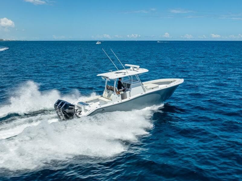 2025 Billfish 39 Center Console boat cruising on open ocean.