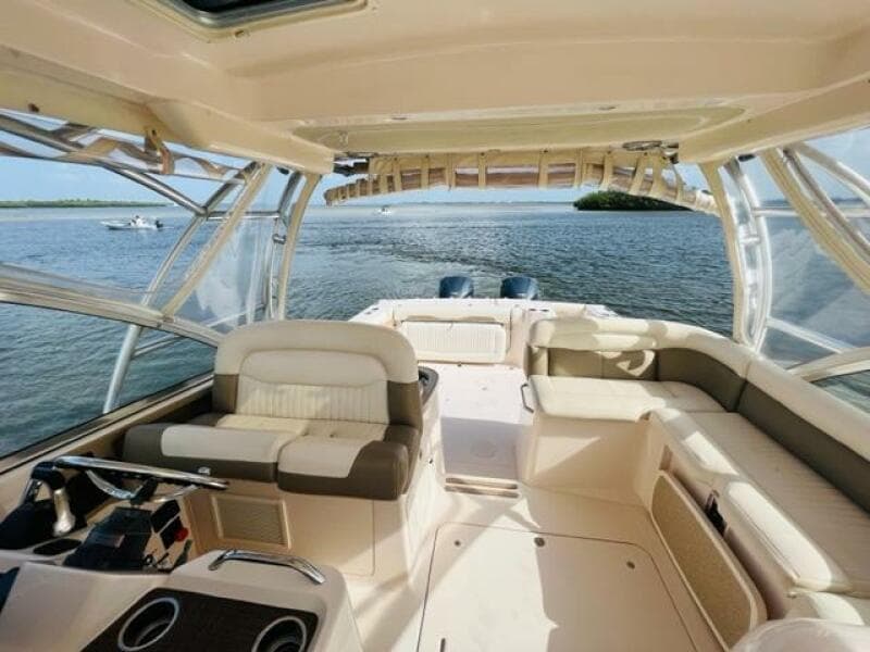 2014 Grady-White Freedom 335 boat interior with ocean view.