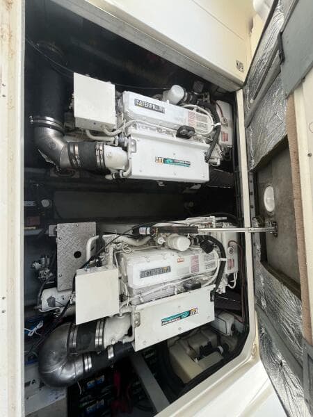 Engine compartment of a 2001 Sea Ray 410 Sundancer yacht.