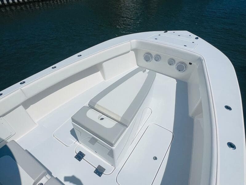2015 Billfish 39 Custom CC boat deck with seating and storage.