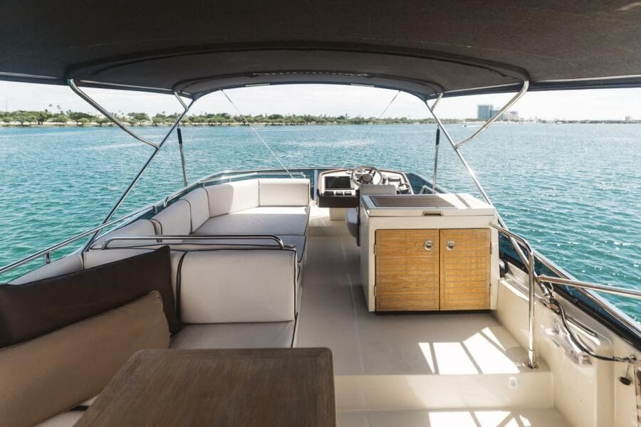 Luxurious 2015 Beneteau Monte Carlo 5 yacht interior with ocean view.