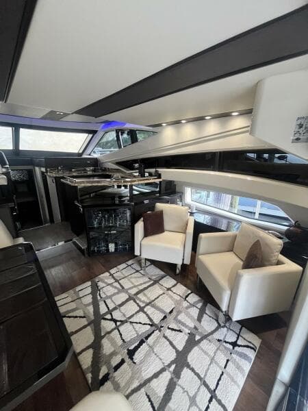 Luxurious interior of a 2017 Marquis 500 Sport Yacht with modern furnishings.