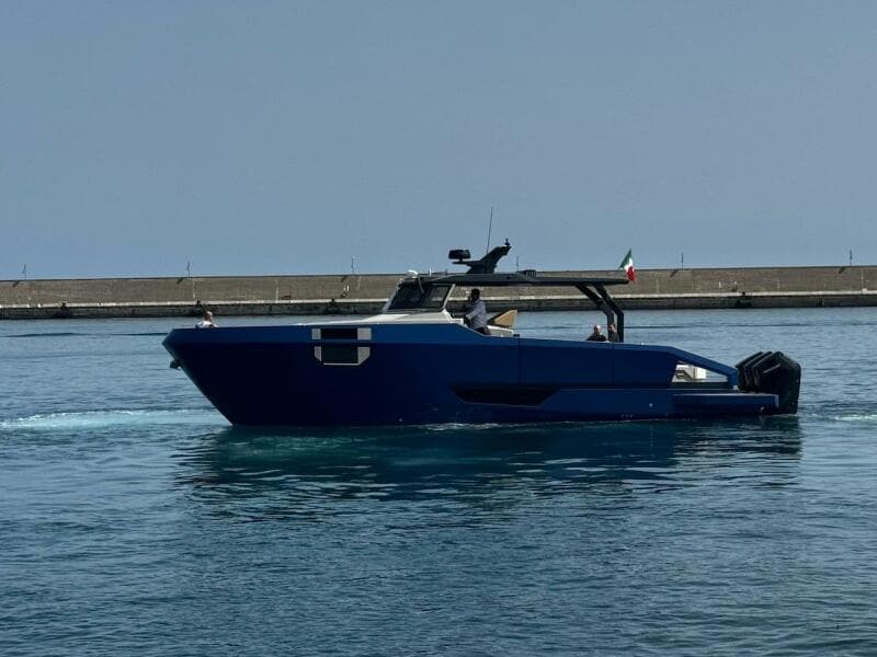 2025 Aicon Audace 50 yacht cruising in calm waters.