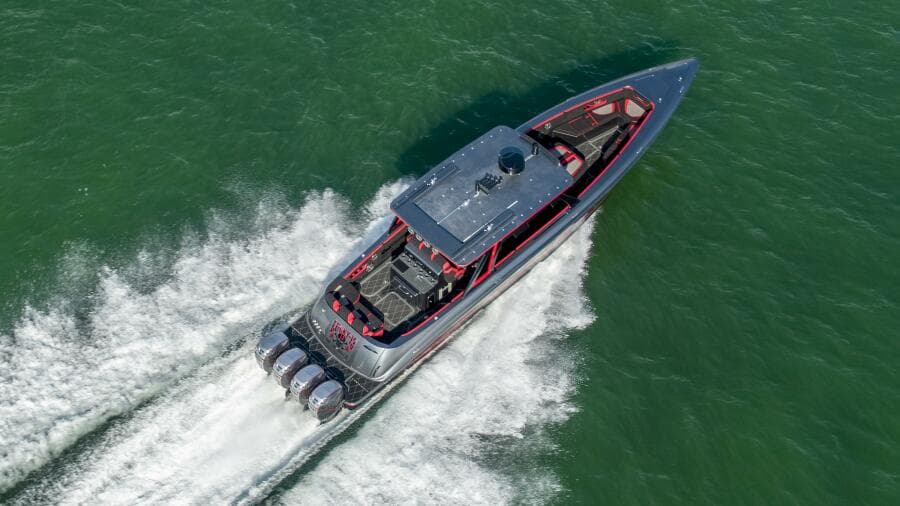 Aerial Stern Quarter Green Water