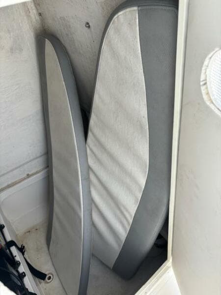 Boat cushions stored in a compartment, Release 208 RX, 2016 model.