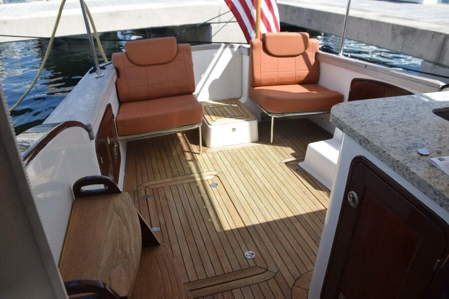 Cockpit View Aft from Helm Deck Granite Counter  