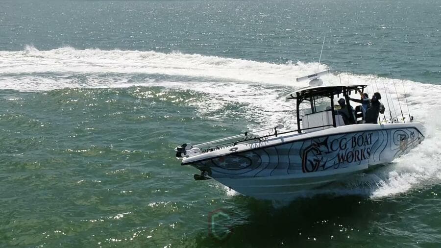 2023 CG Boat Works 35 M-Series cruising on open water.