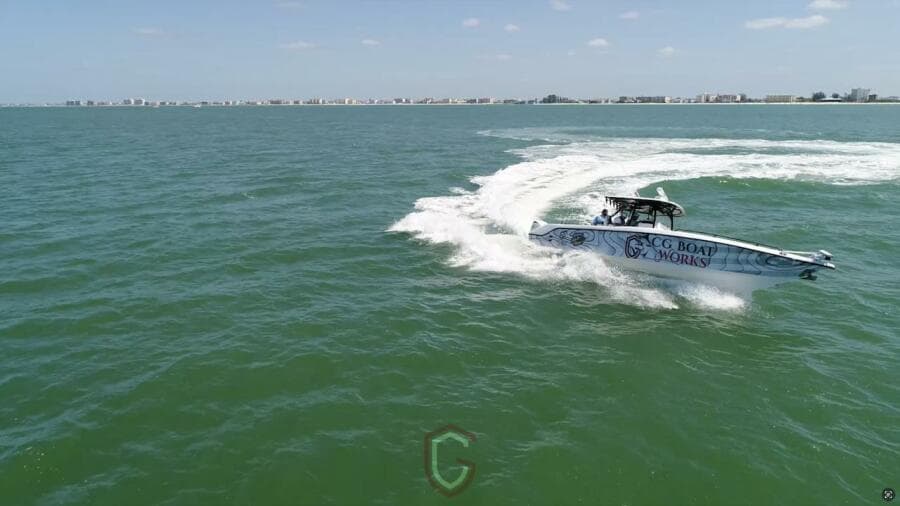 2023 CG Boat Works 35 M-Series cruising on open water.