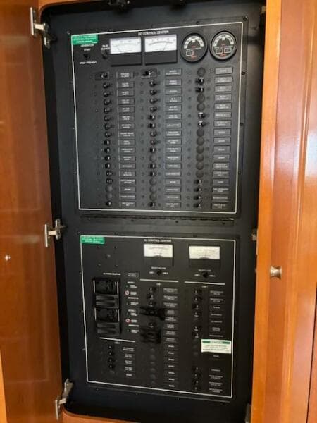 Electrical control panel inside a 2006 Carver 43 Motor Yacht.