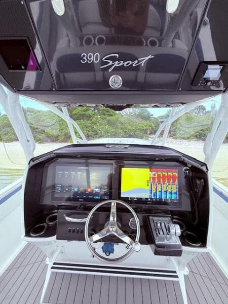 2022 Nor-Tech 390 Sport Center Console dashboard with advanced navigation and control systems.
