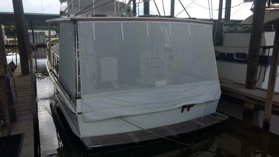 36' Grand Banks aftdeck sun shades
