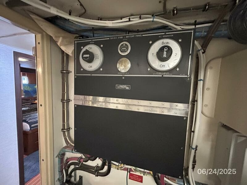 63' Hatteras starboard engine room electrical panel