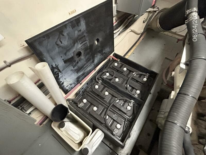 63' Hatteras starboard engine room battery bank