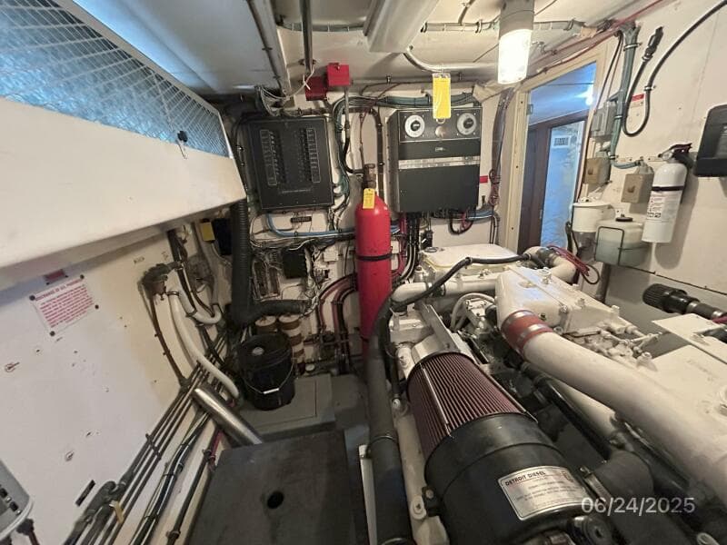63' Hatteras port engine room forward