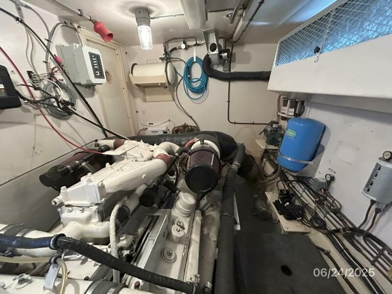 63' Hatteras port engine room aft