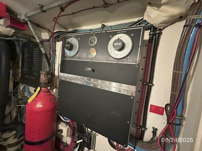 63' Hatteras port engine room electrical panel