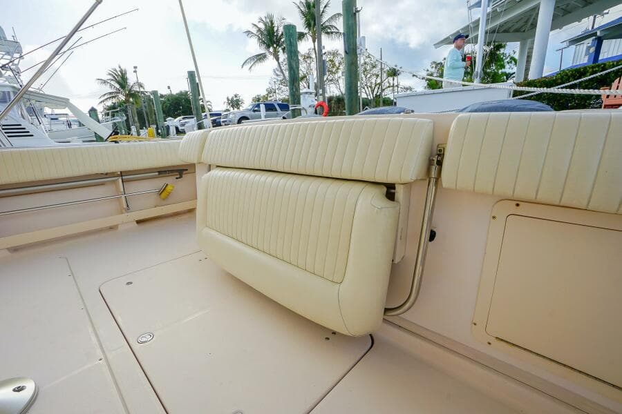 2007 Grady-White Express 360 boat interior with beige seating and deck.