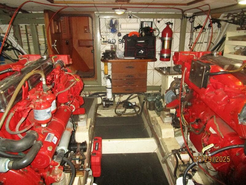 44' DeFever engine room forward