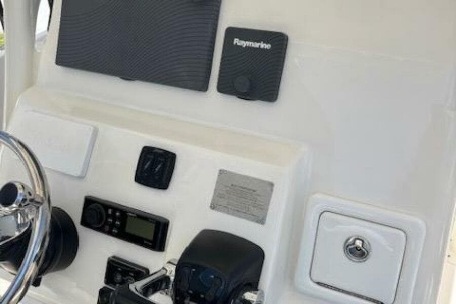 2018 Century 2600 Center Console dashboard with Raymarine electronics.