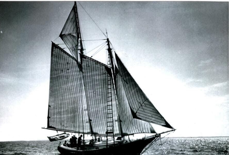 40' Schr Gallant showing the rig (old sails)