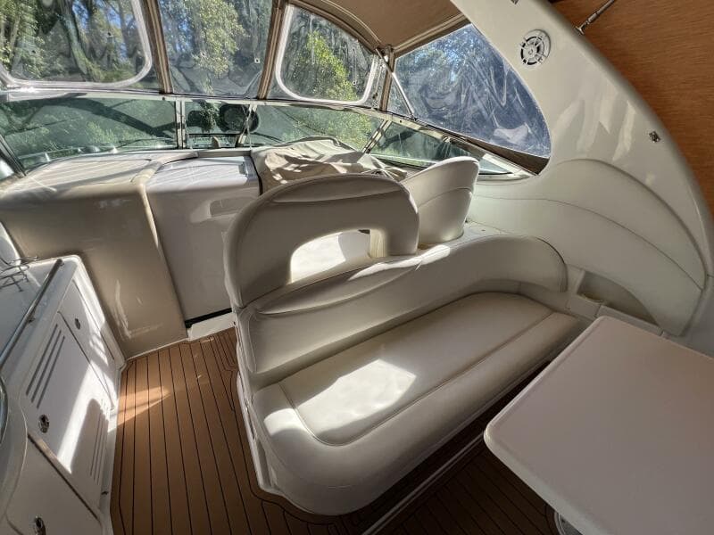 2002 Sea Ray 360 Sundancer aft seating looking forward toward helm