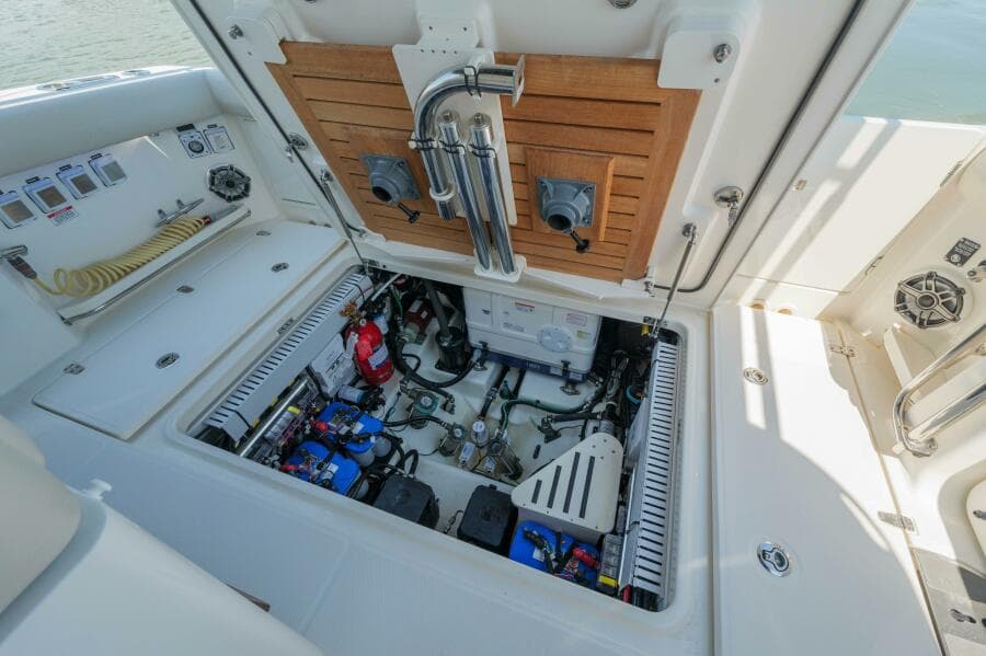 Boston Whaler 380 Realm- Engine Room 