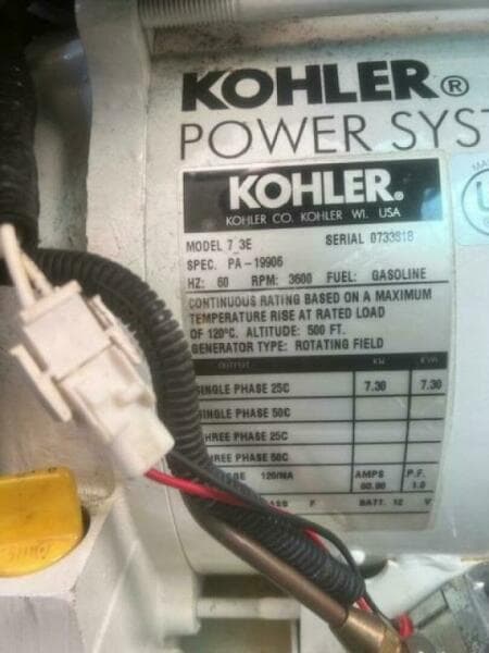 Kohler Genset Tag