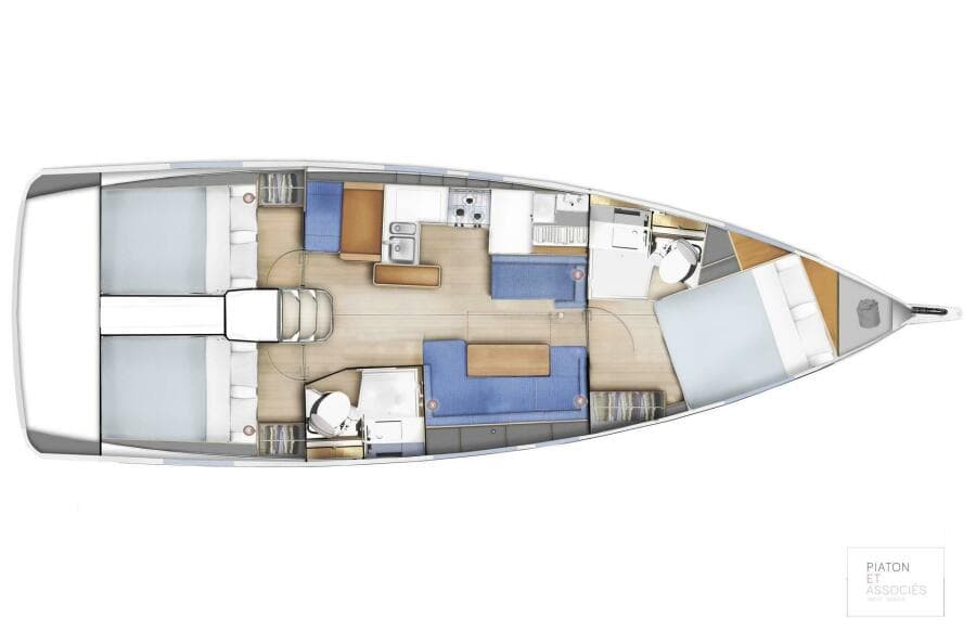 3 Cabin / 2 Head Layout