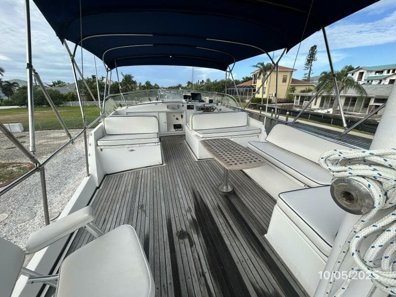 42' Grand Banks flybridge forward