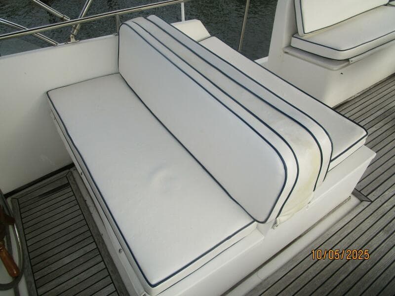 42' Grand Banks flybridge starboard forward profile