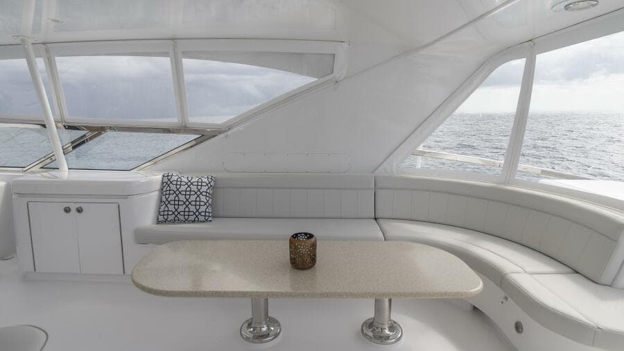 Hatteras 80 Gallopin- Flybridge Entertaining Area
