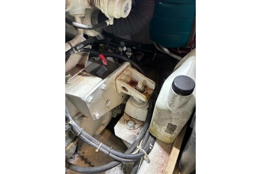 Engine compartment of 2004 Carver 466 Motor Yacht with visible components and wiring.