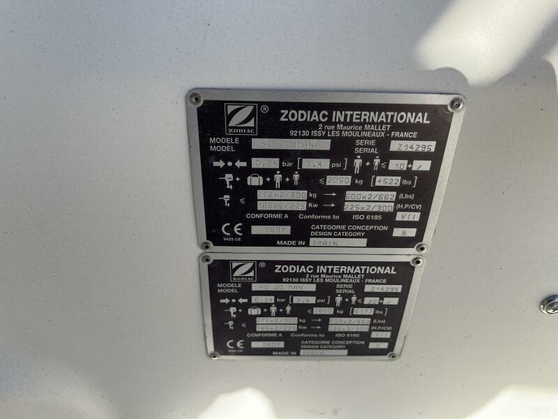 2008 Zodiac Pro 20 Man - Plaque