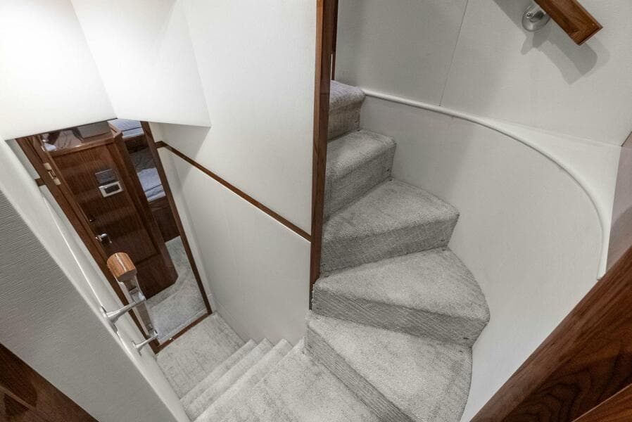 2022 Viking 68 Enclosed Bridge- PIPE DREAM- Companionway to Crew Stateroom