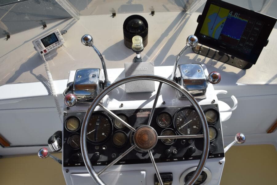 Helm With Garmin 7612 GPS Chartplotter Depth