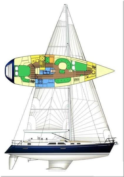 1996 Hylas 46 - Sail Plan & Layout