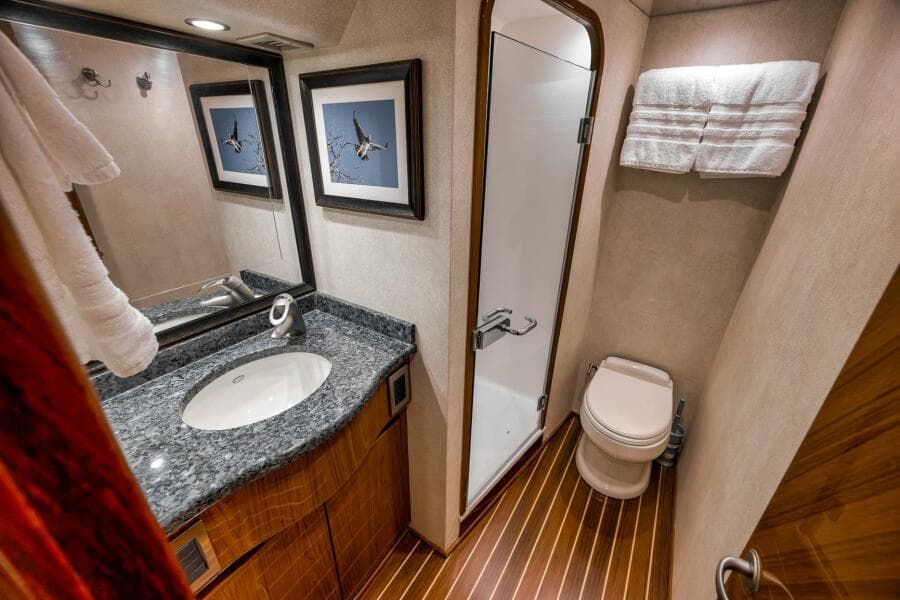 2011 Viking 76 Enclosed Bridge- TEUSEAS- MAster Stateroom Head