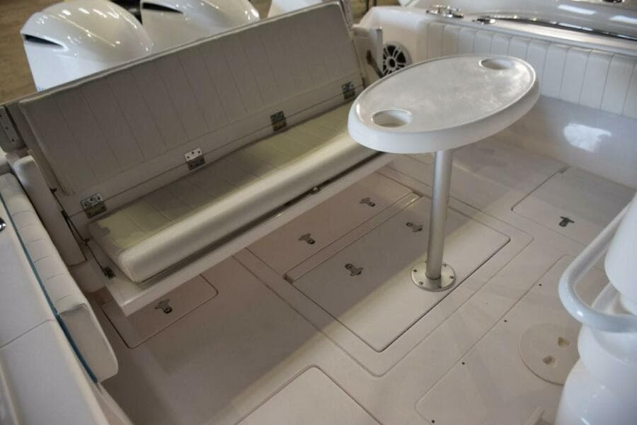 Aft Seat Open And Table In Cockpit