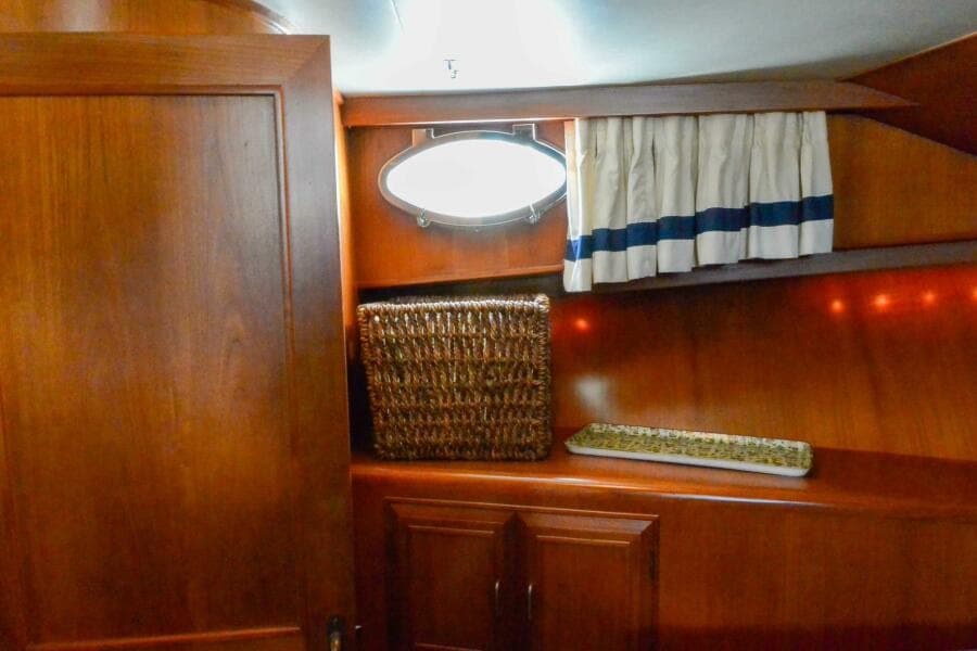Master stateroom port storage 