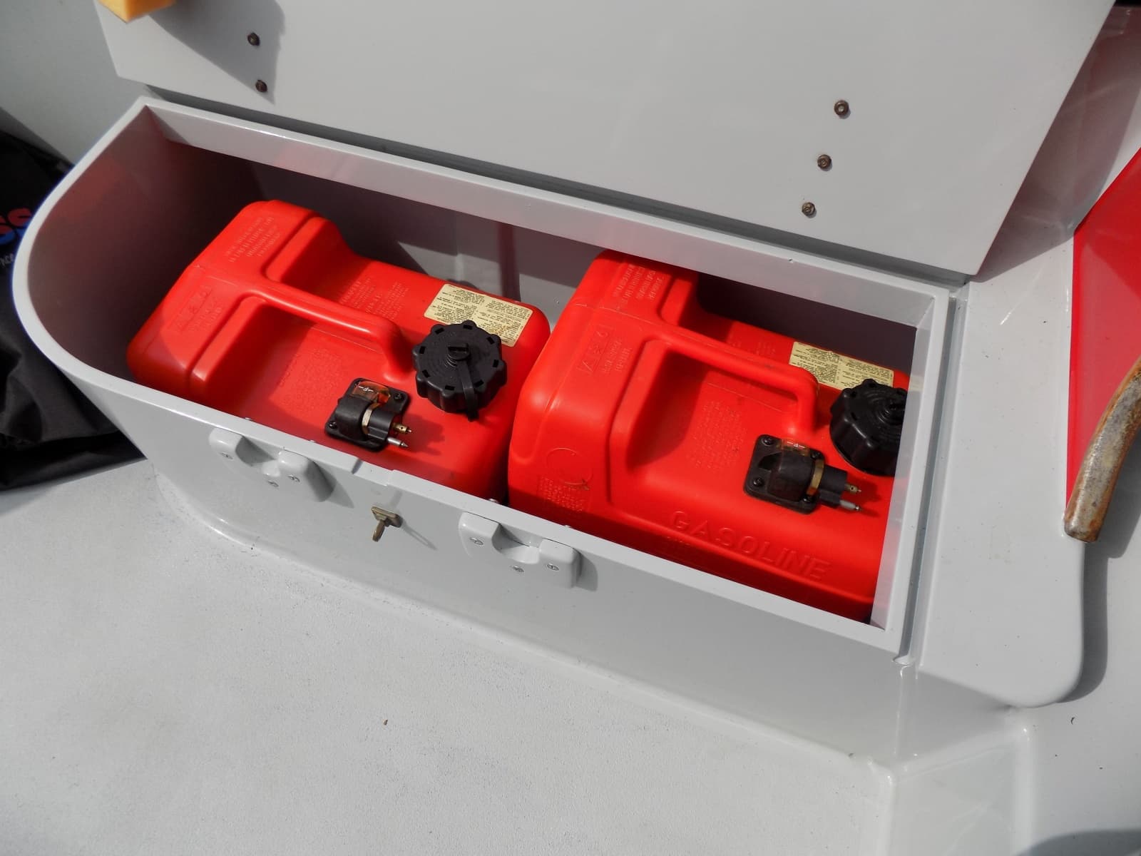 Fuel tanks in port locker