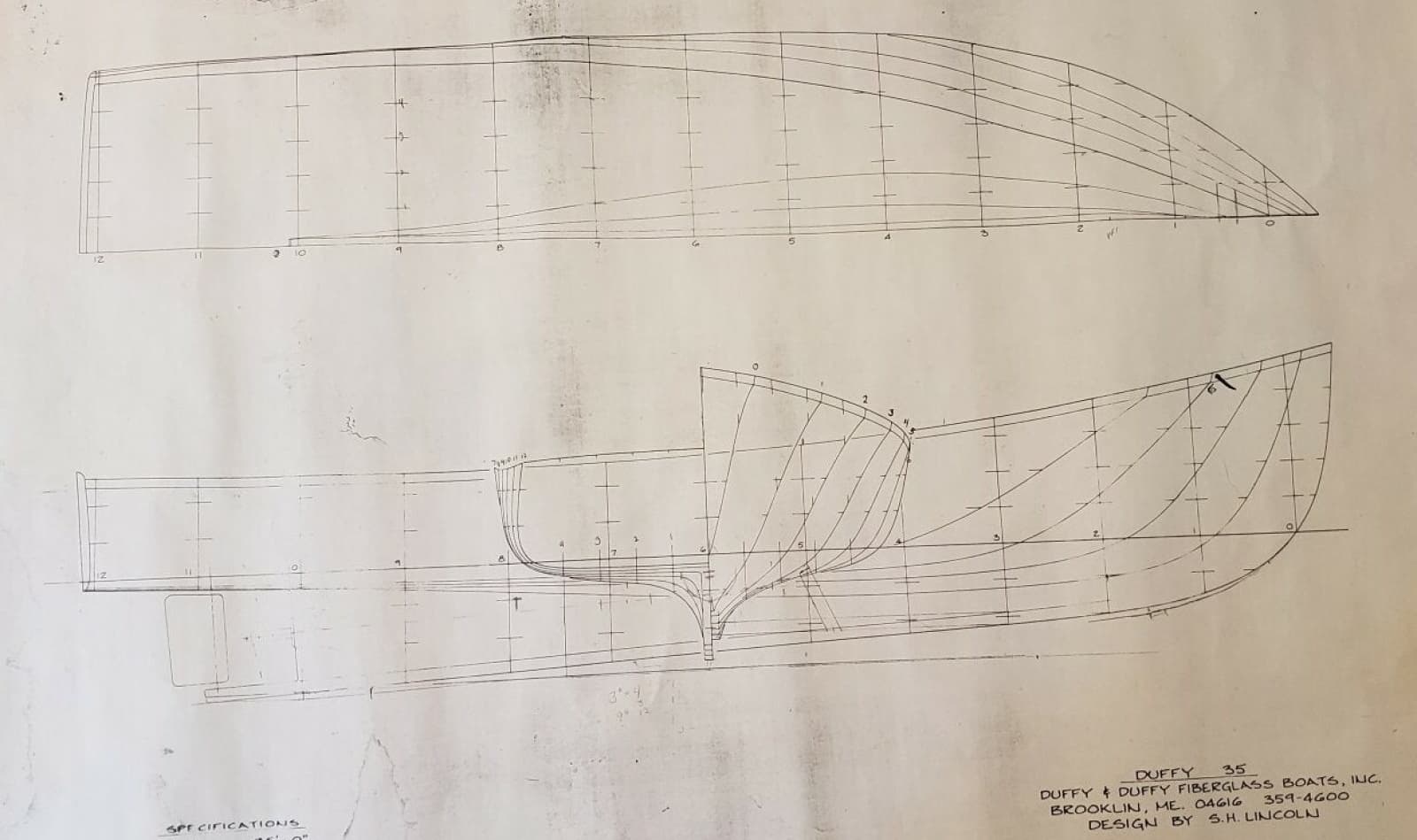 1989 Duffy 35 Flybridge - Hull Drawings